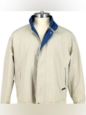 Vintage “Members Only” Beige Bombers Jacket with Blue Trim sizeXL
